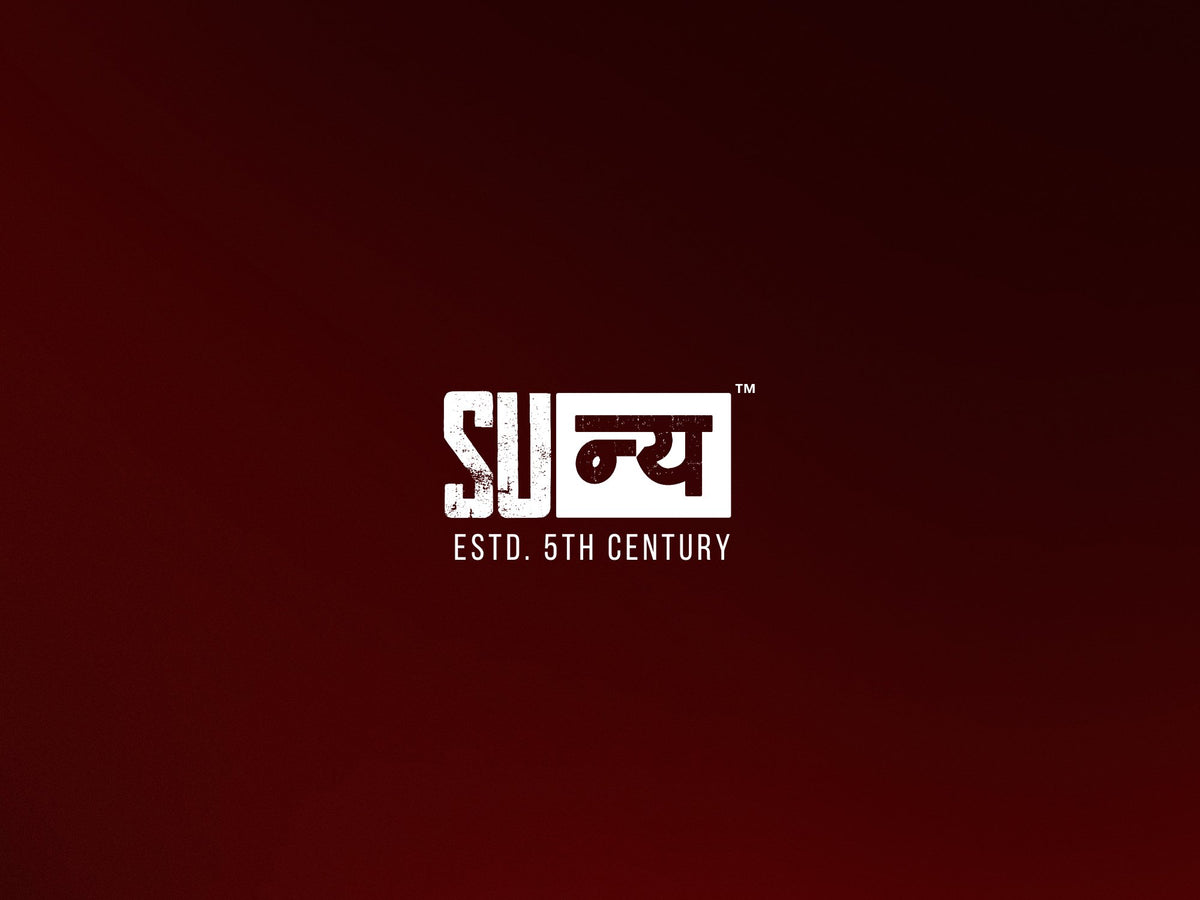 THE SUNYA's SUन्य box wordmark in white on a deep oxblood gradient, with the line ESTD. 5TH CENTURY set beneath it