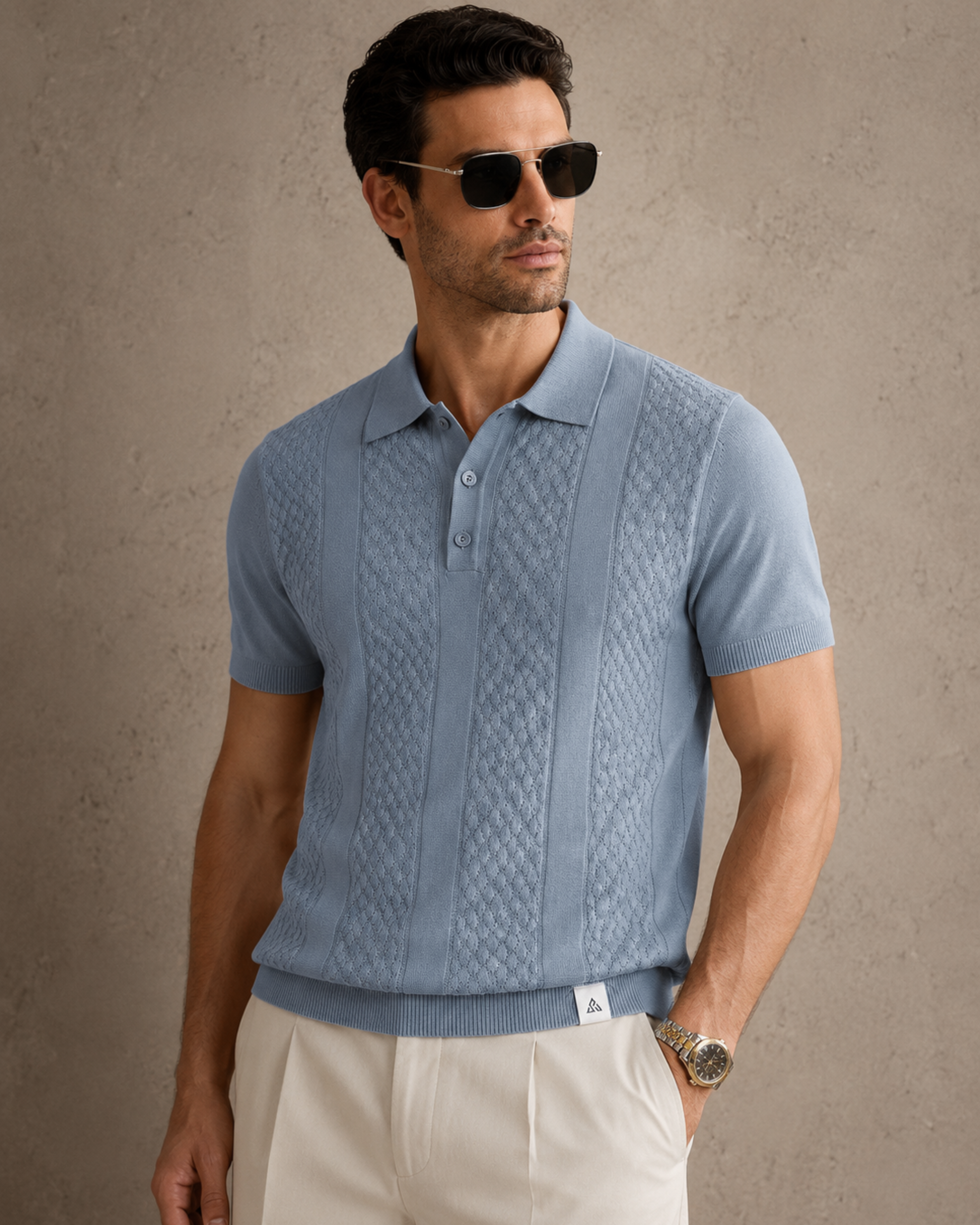 CORD Knit Polo — Slate