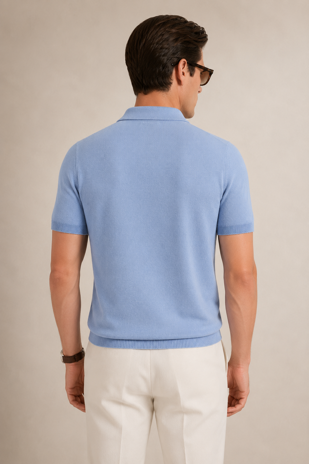 LEAF Knit Polo in Slate — back
