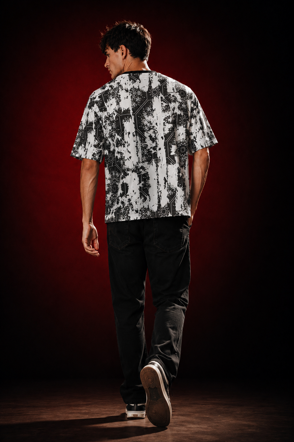 KSHAYA premium half-sleeve tee | Zerowave Collection | back view, in motion | THE SUNYA