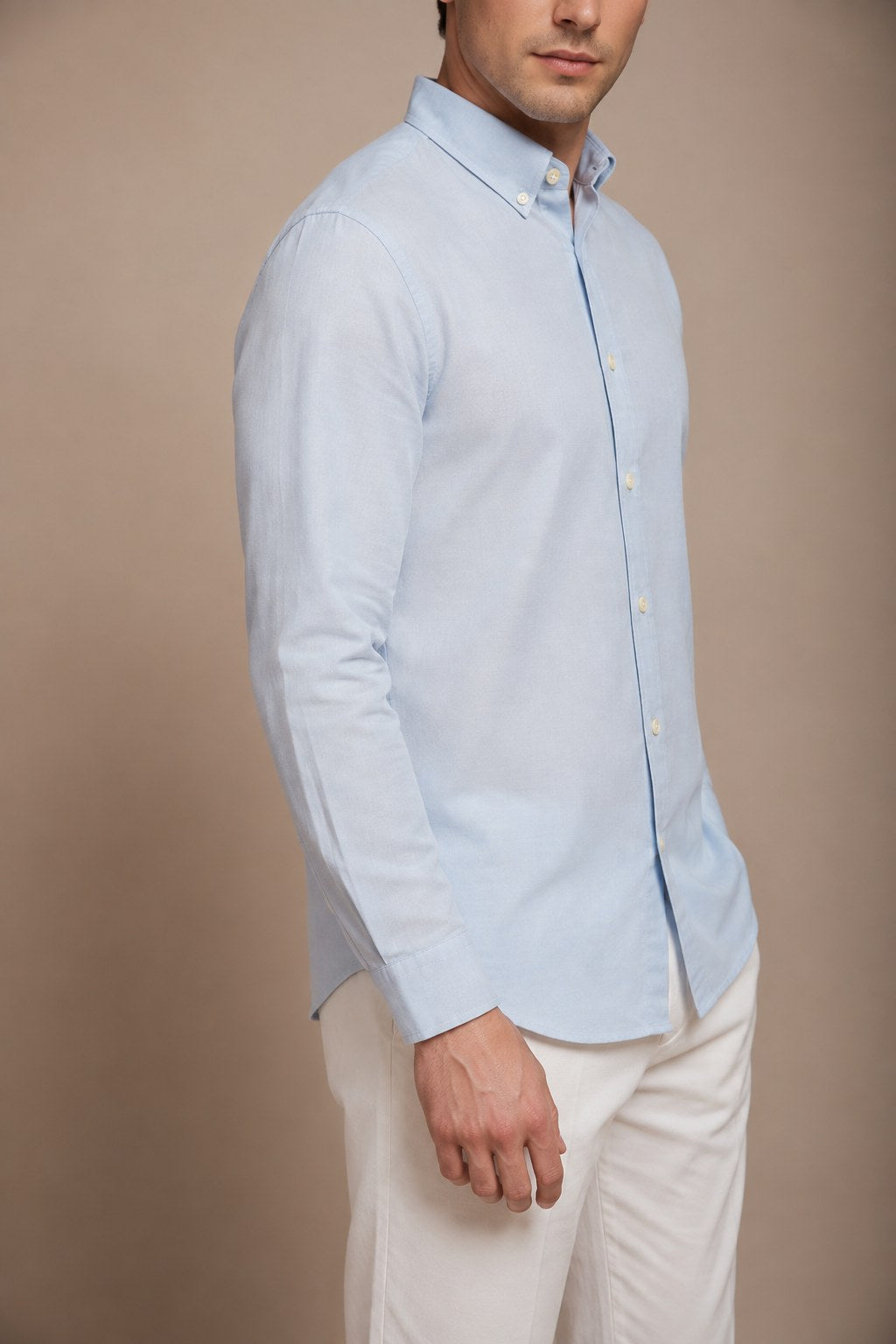 AQUARIUS Cotton Shirt — Powder, side view