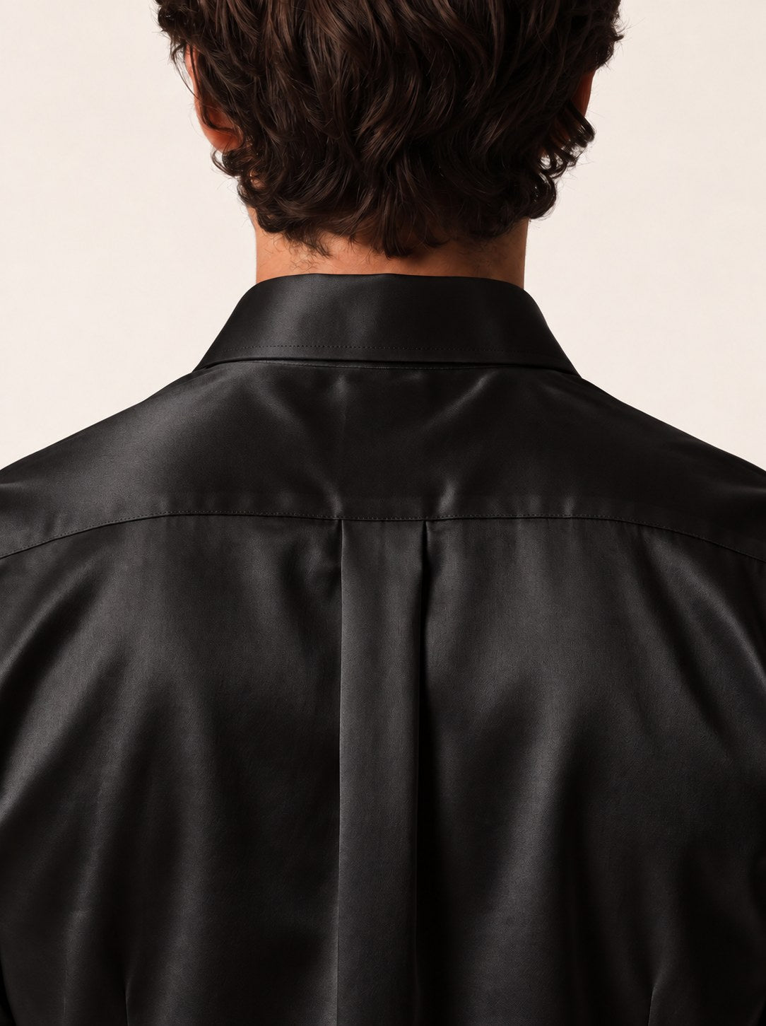CANCER Satin-Cotton Shirt — Onyx Black, detail view