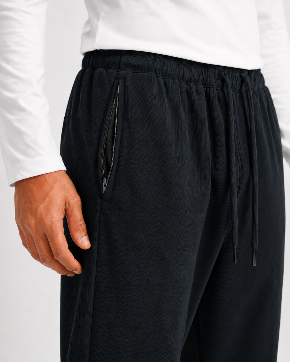 Corduroy Jogger in BHASMA — on model