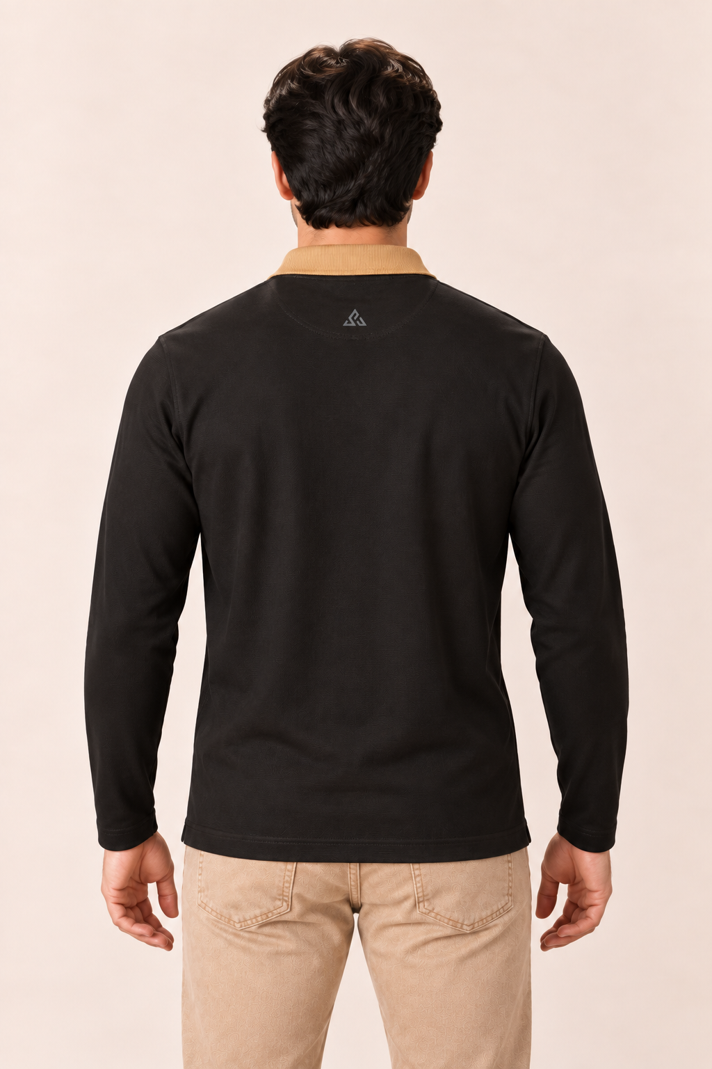 Full Sleeve Oxford Polo in Black — back