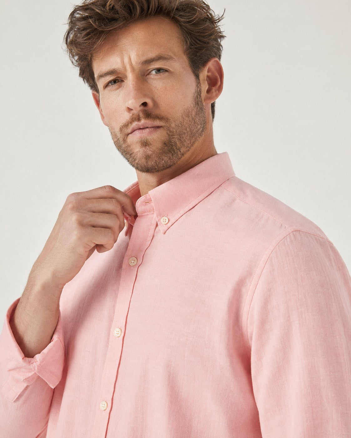 LIBRA Cotton Shirt — Blush, detail view