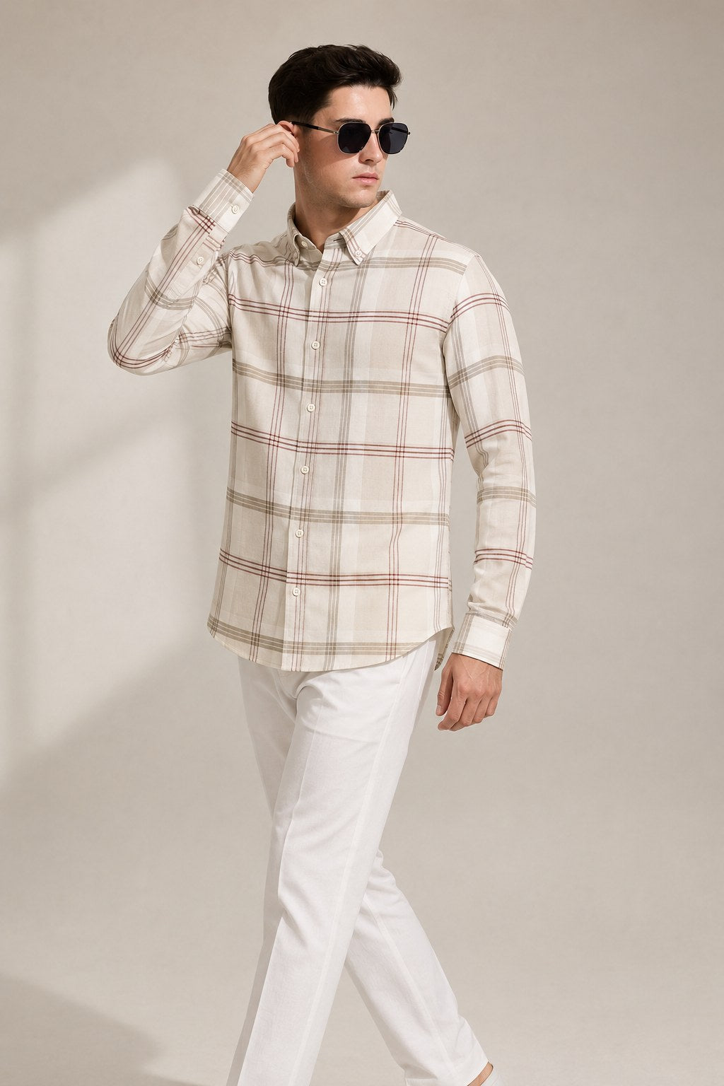 SAGITTARIUS Cotton Shirt — Oat, side view
