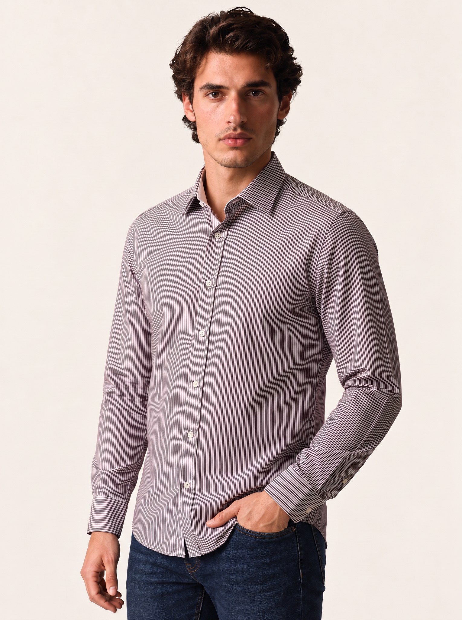 SCORPIO Cotton Shirt — Oxblood, front view
