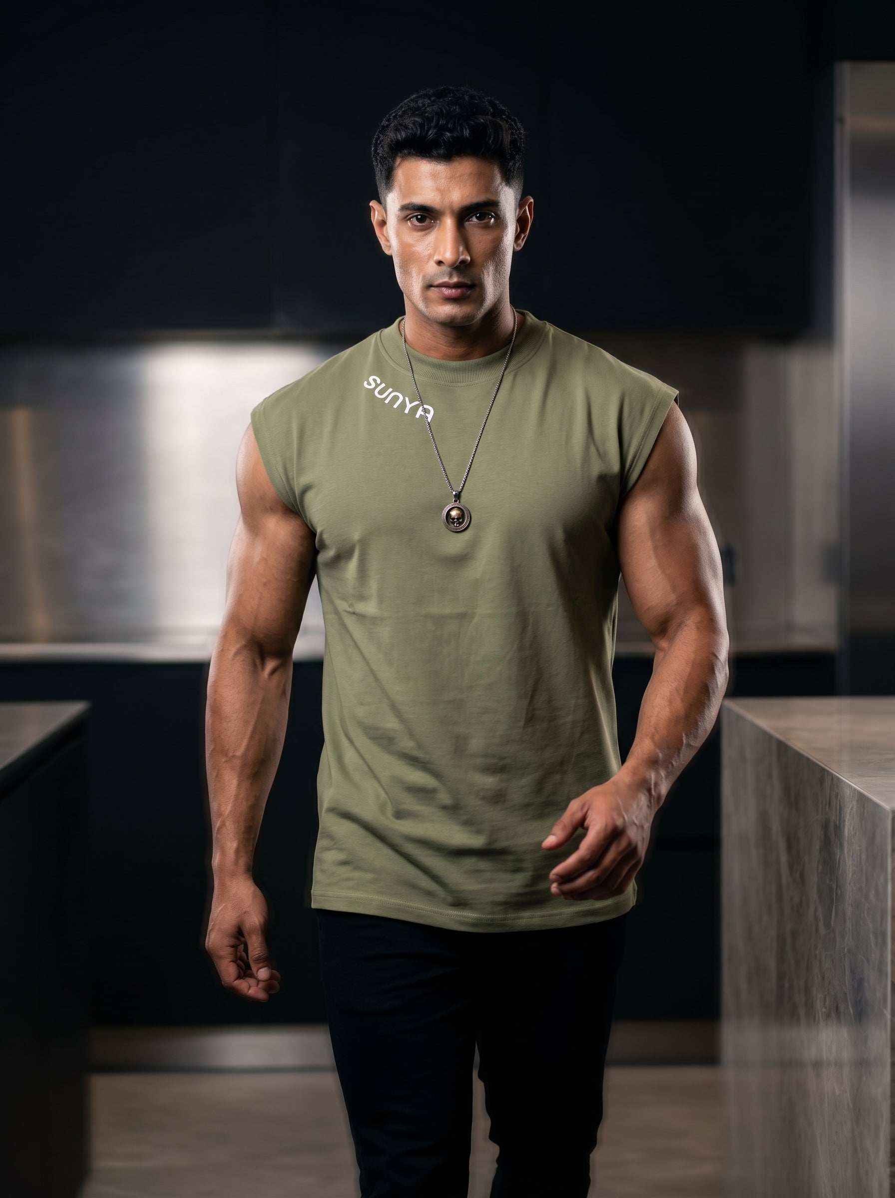 CELESTIAL JOURNEY sleeveless tee | 5ᵗʰ Century Collection | on model | THE SUNYA