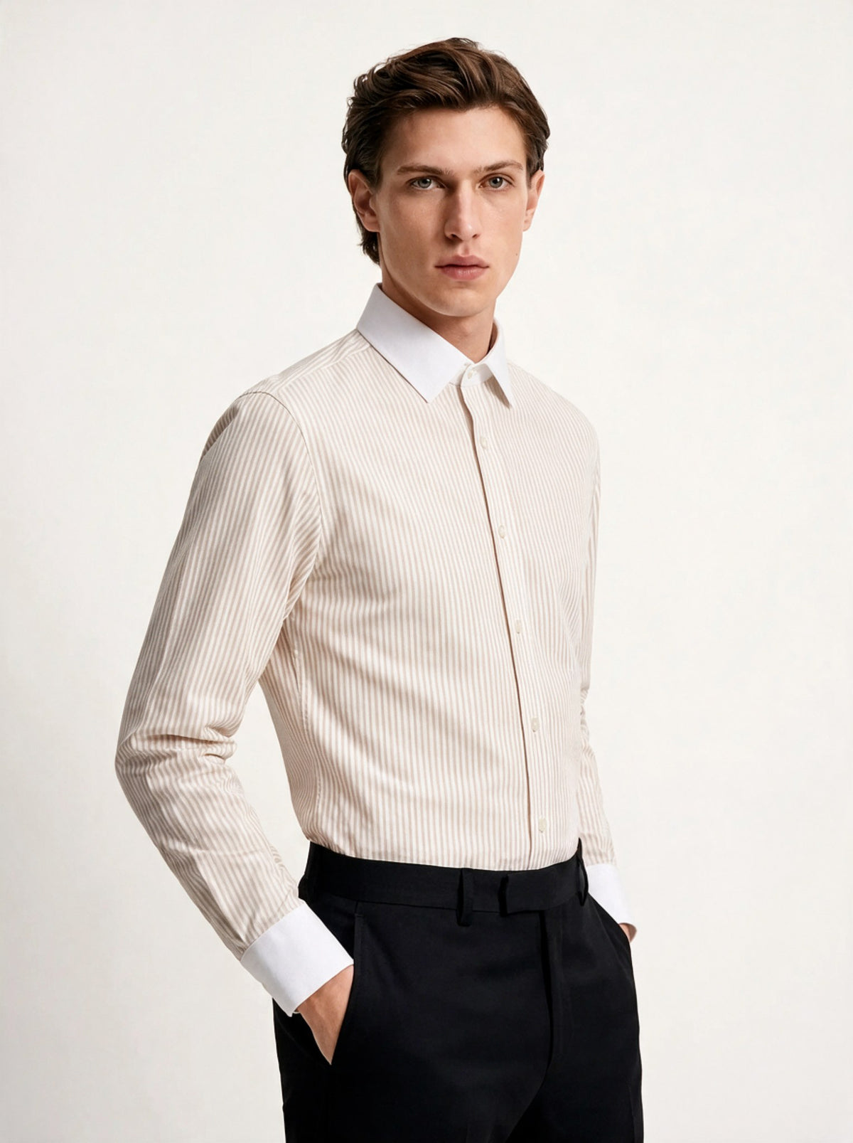 TAURUS Cotton Shirt — Sand, front view