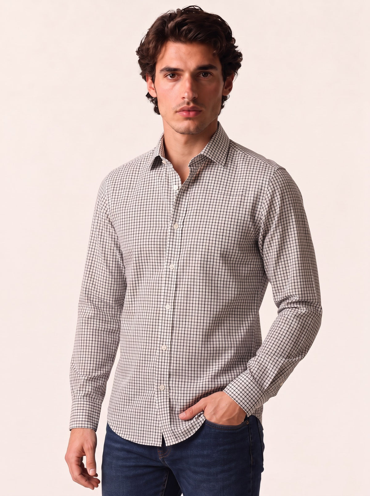 VIRGO Cotton Shirt — Ink, front view