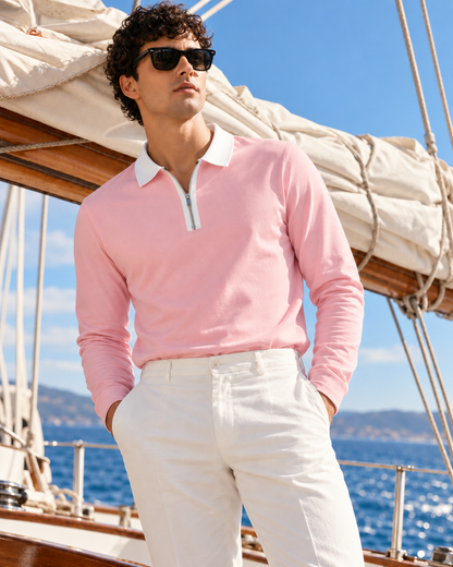 Full Sleeve Oxford Polo — Blush