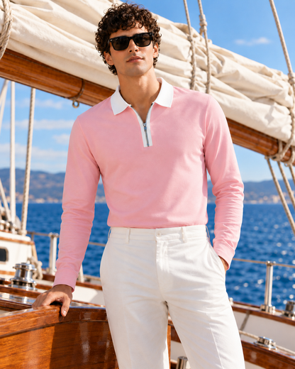 Full Sleeve Oxford Polo — Blush