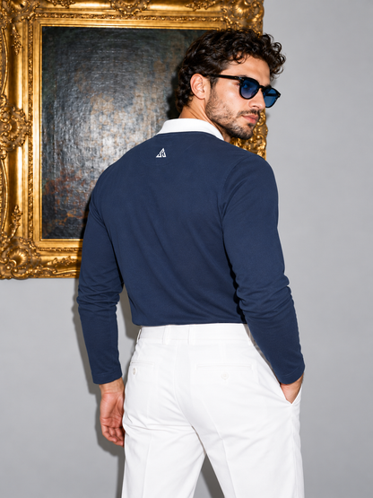 Full Sleeve Oxford Polo — Navy