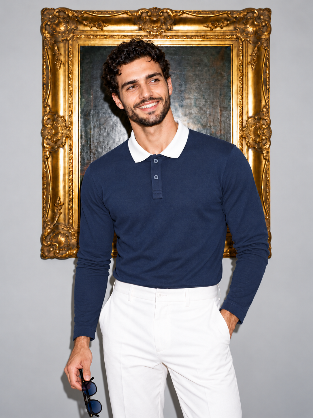 Full Sleeve Oxford Polo — Navy