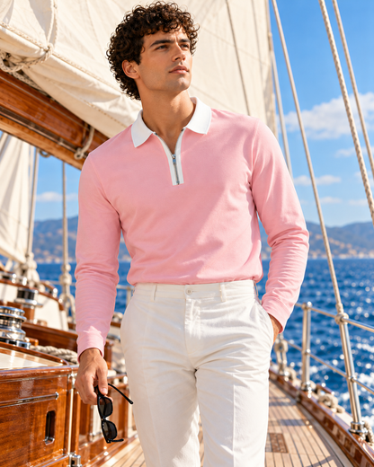 Full Sleeve Oxford Polo — Blush