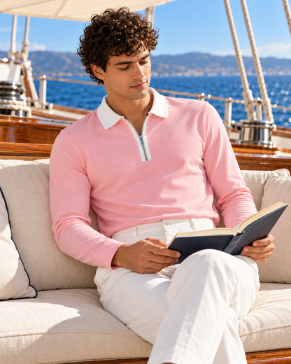 Full Sleeve Oxford Polo — Blush