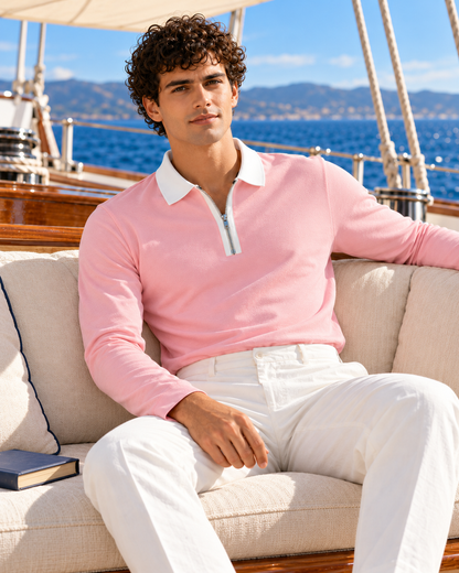 Full Sleeve Oxford Polo — Blush