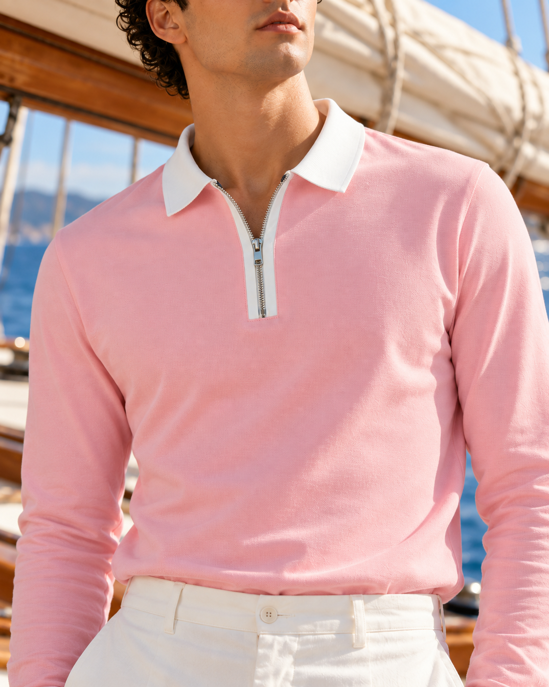 Full Sleeve Oxford Polo — Blush