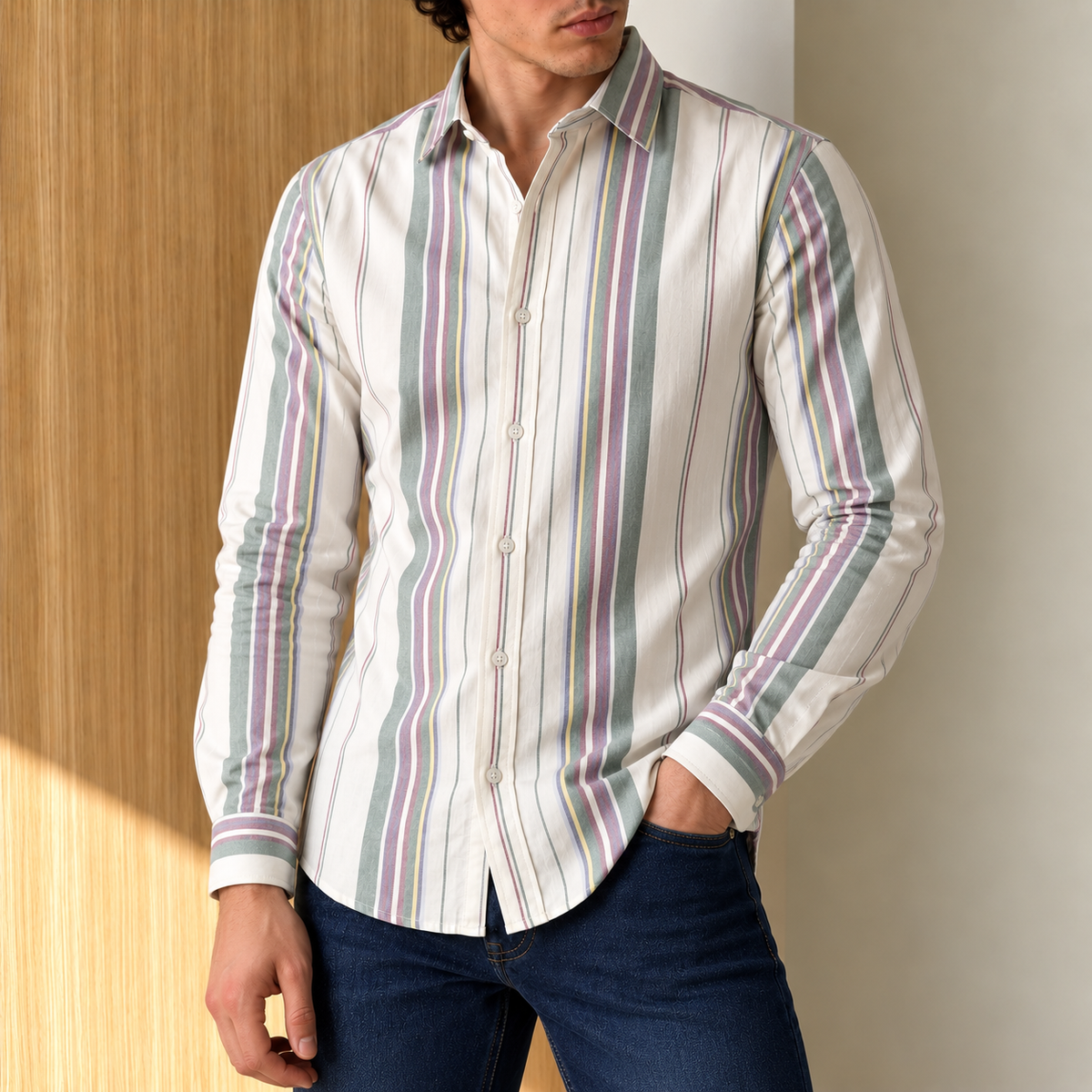 Ecru Awning Stripe Shirt
