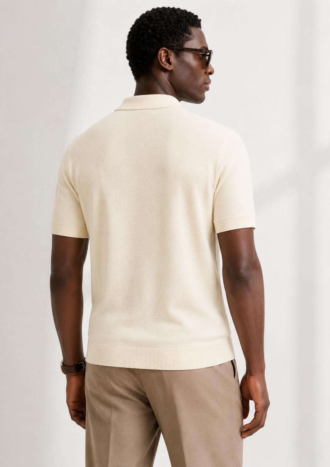 FERN Knit Polo in Cream — back