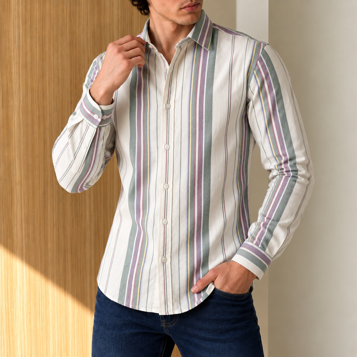 Ecru Awning Stripe Shirt