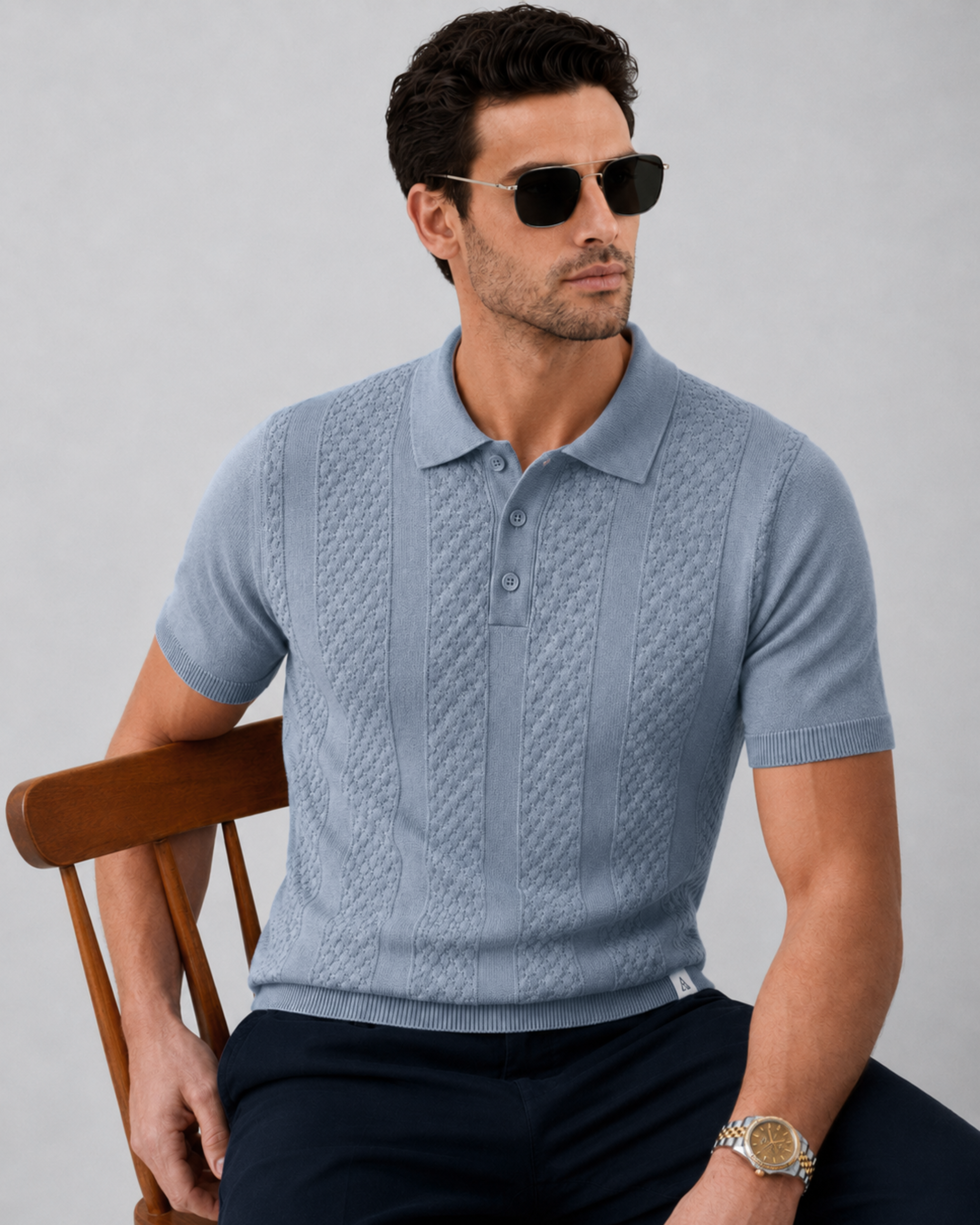CORD Knit Polo — Slate