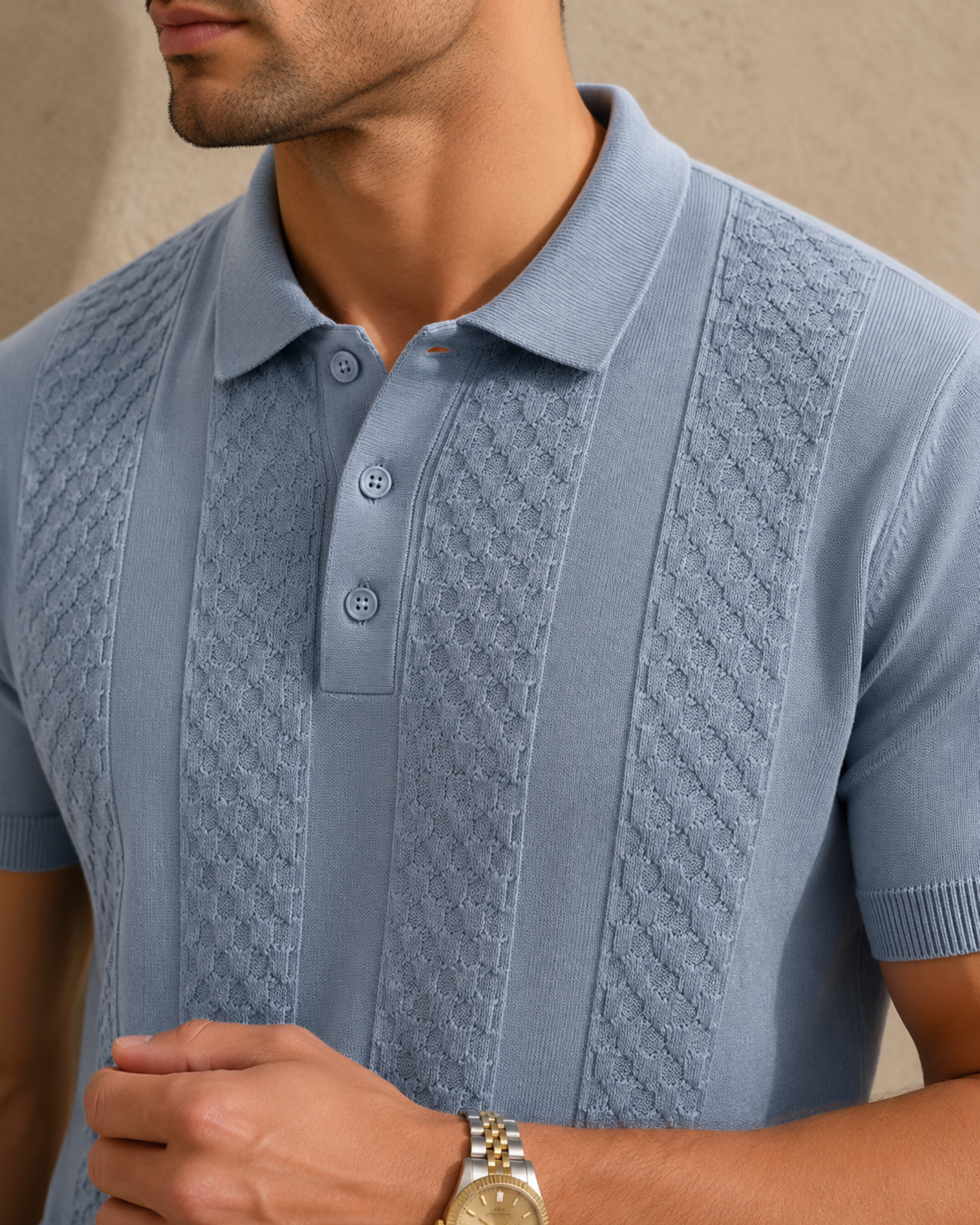 CORD Knit Polo — Slate