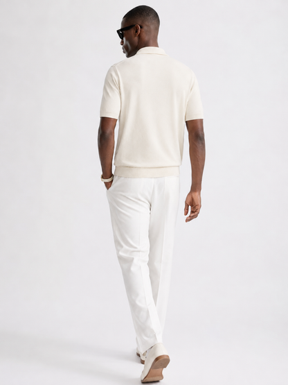 VANE Knit Polo in Cream — back