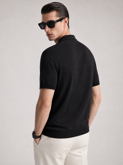 CANE Knit Polo in Black — back