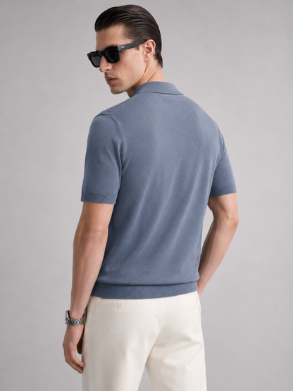 CANE Knit Polo in Slate — back