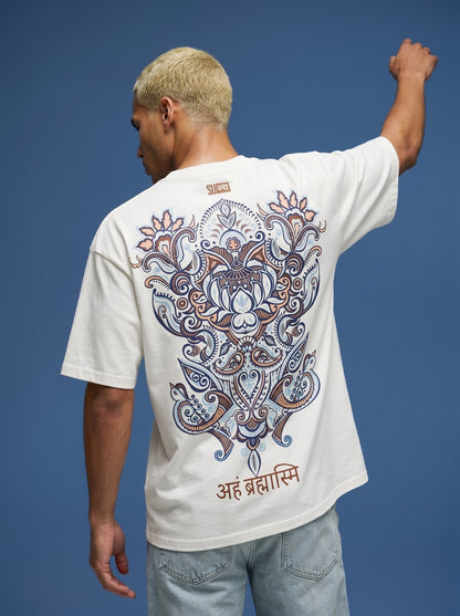 AHAM BRAHMASMI premium half-sleeve tee | Zerowave Collection | front view | THE SUNYA