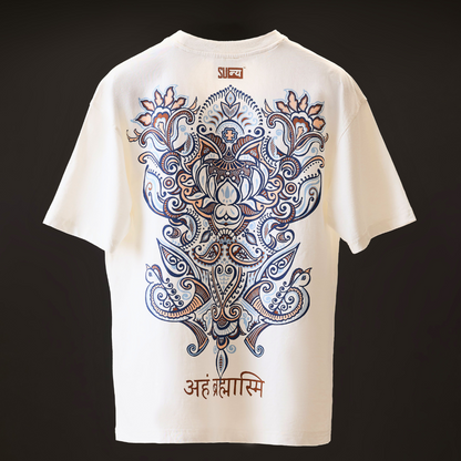 AHAM BRAHMASMI premium half-sleeve tee | Zerowave Collection | back view | THE SUNYA