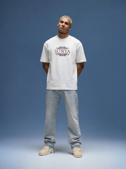 AHAM BRAHMASMI premium half-sleeve tee | Zerowave Collection | detail | THE SUNYA