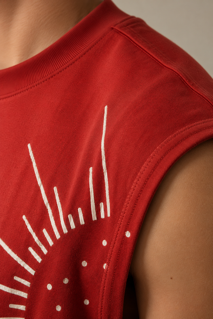 FIERCE LEOPARD premium sleeveless tee | 5th Century Collection | detail | THE SUNYA