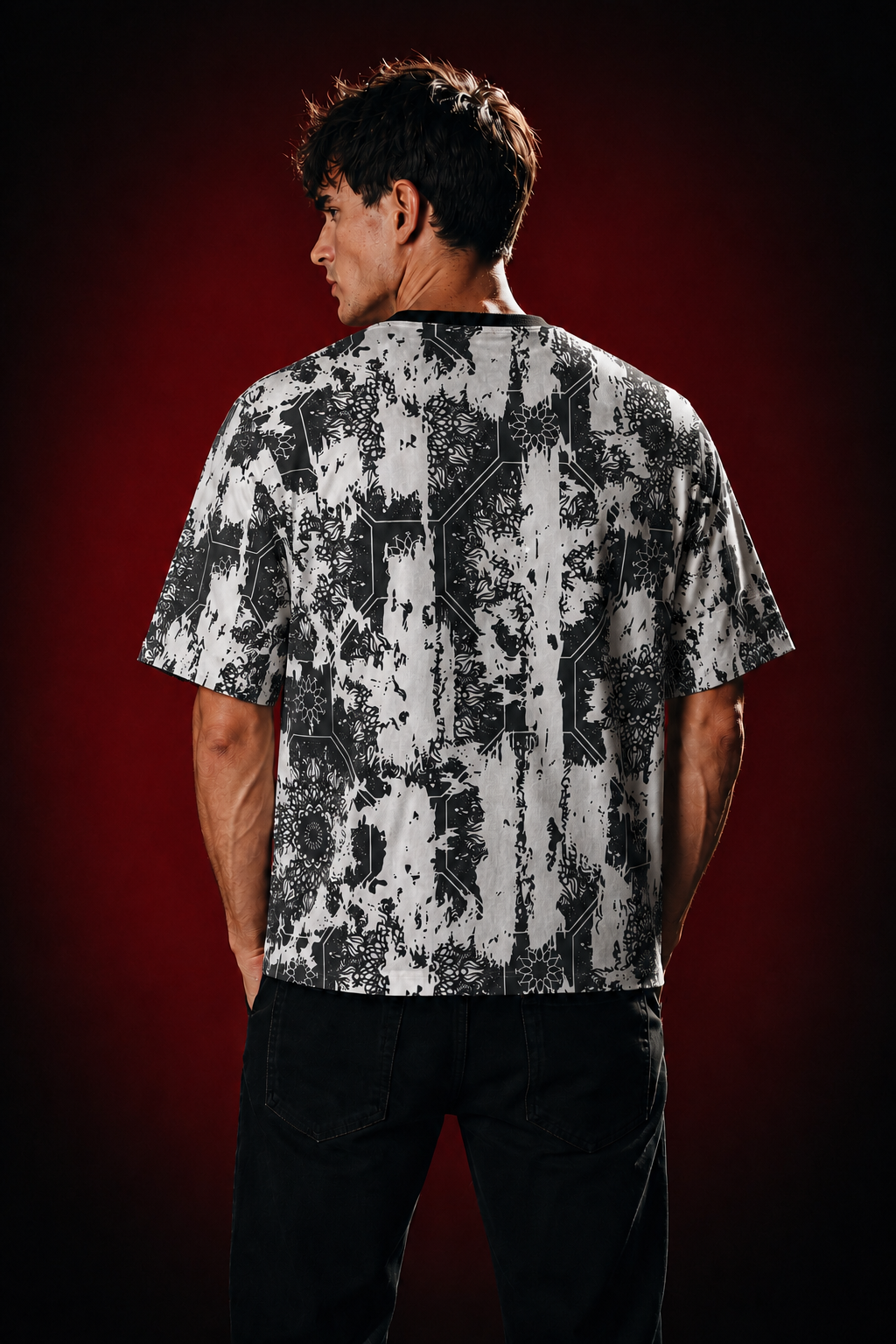 KSHAYA premium half-sleeve tee | Zerowave Collection | back view, standing | THE SUNYA