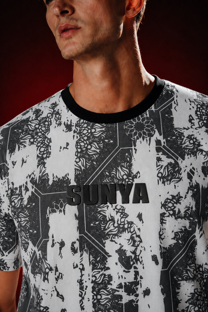 KSHAYA premium half-sleeve tee | Zerowave Collection | detail, chest badge and neckline | THE SUNYA