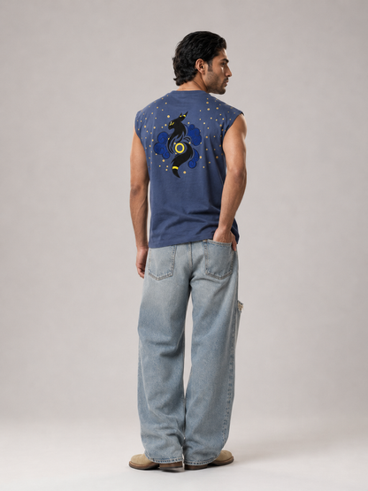 MYSTIC CAT premium sleeveless tee | 5th Century Collection | back view | THE SUNYA