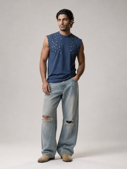 MYSTIC CAT premium sleeveless tee | 5th Century Collection | detail | THE SUNYA
