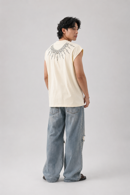TILL DEATH premium sleeveless tee | 5th Century Collection | detail | THE SUNYA