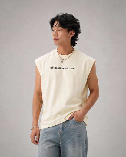 TILL DEATH premium sleeveless tee | 5th Century Collection | detail | THE SUNYA