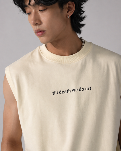 TILL DEATH premium sleeveless tee | 5th Century Collection | back view | THE SUNYA