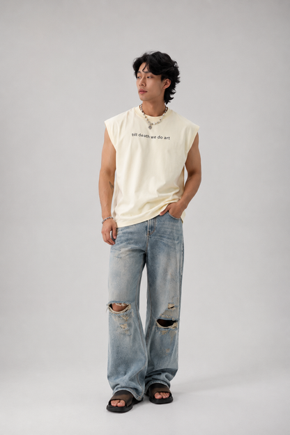 TILL DEATH premium sleeveless tee | 5th Century Collection | detail | THE SUNYA