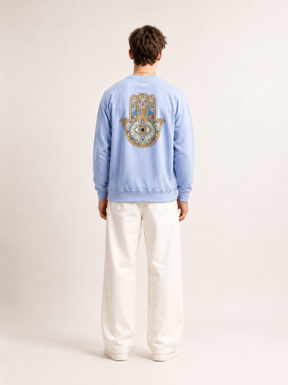 VIBRANT HAMSA premium sweatshirt | 5th Century Collection | back view | THE SUNYA