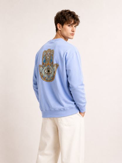 VIBRANT HAMSA premium sweatshirt | 5th Century Collection | detail | THE SUNYA