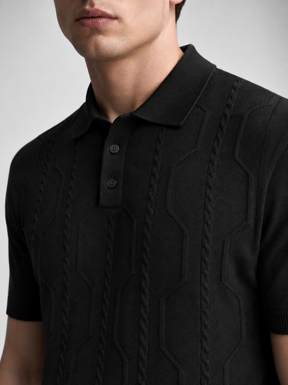 VANE Knit Polo in Black — detail