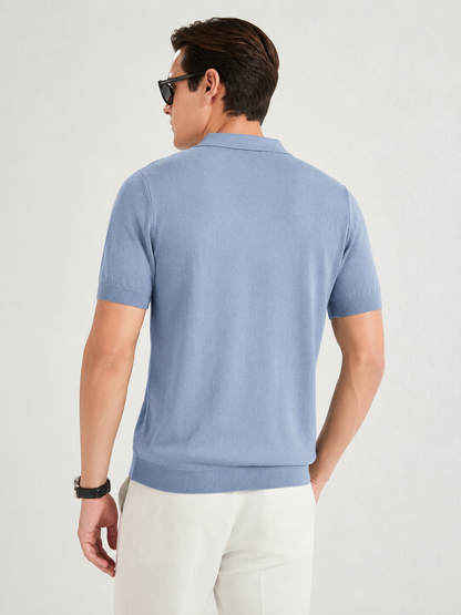 LEAF Knit Polo in Slate — back