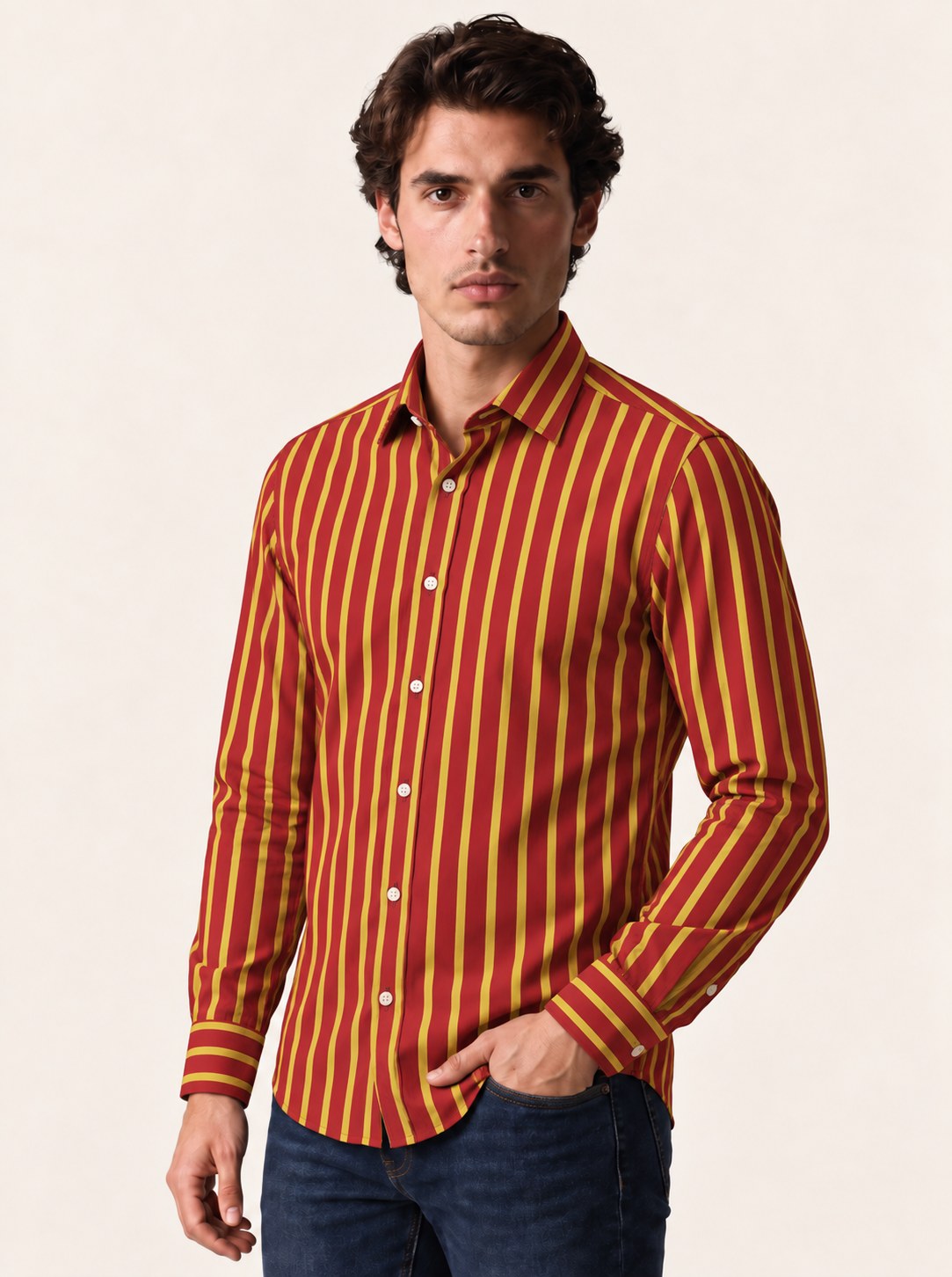 ARIES Cotton Shirt — Scarlet, front view