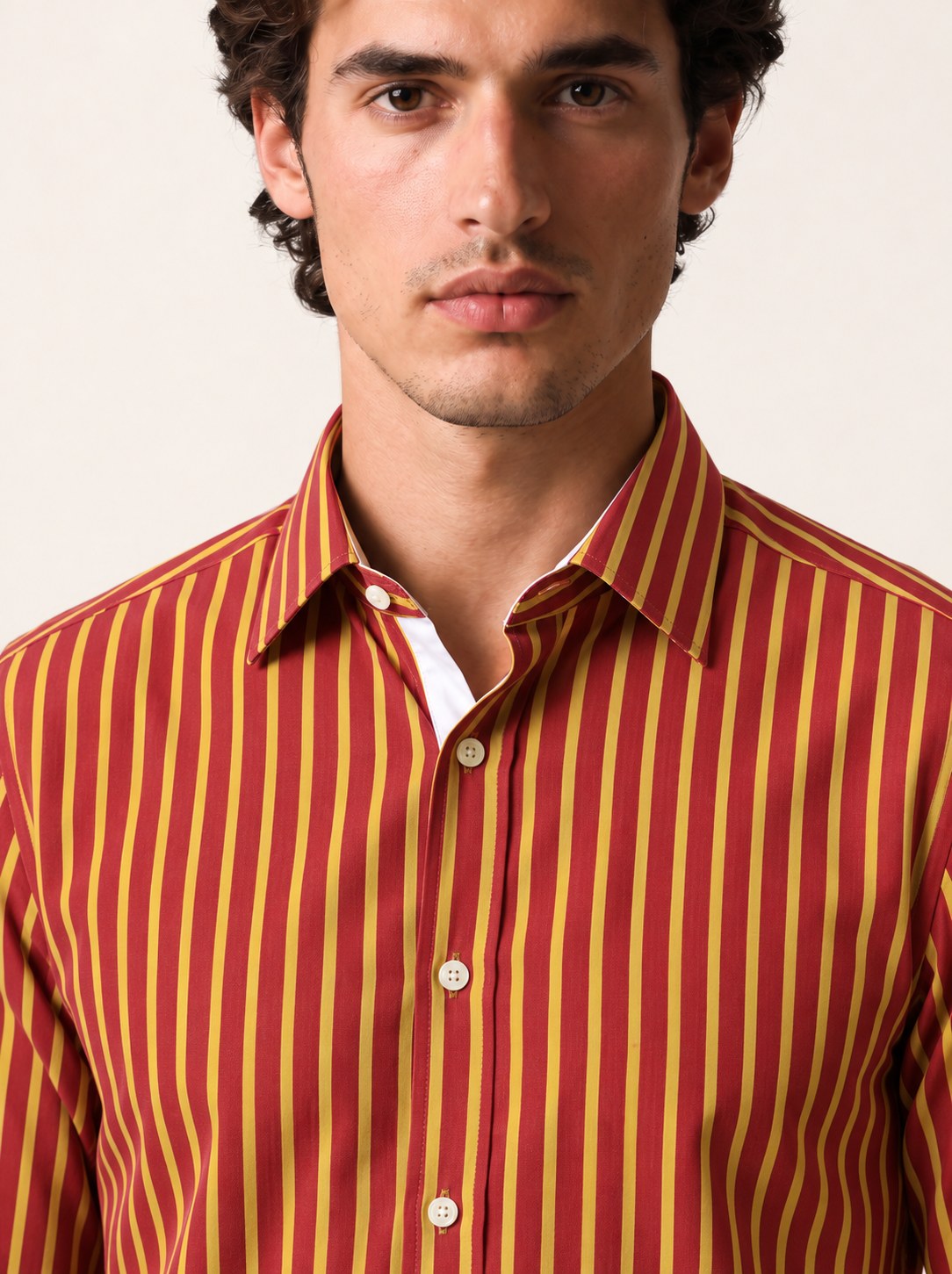 ARIES Cotton Shirt — Scarlet, detail view