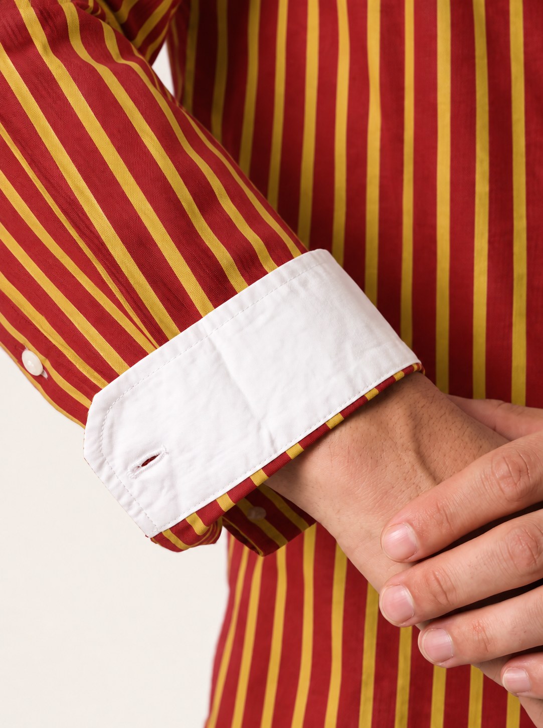 ARIES Cotton Shirt — Scarlet, detail view