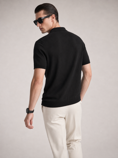 CANE Knit Polo in Black — back